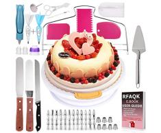 Plateau à Gâteaux,Basuwell Kit de Pâtisserie Plateau Tournant de Gâteau 124 Pcs Gâteaux Tournant,Présentoir à Gâteau Douille Patisserie kit pour La DéCoration De GâTeaux, PâTisseries Et PâTisseries
