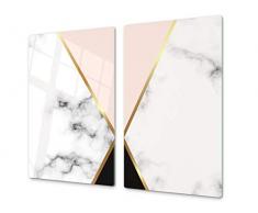 Planche à découper en verre trempé et couvre-cuisinière – Résistant à la chaleur et aux bactéries – UNE PIÈCE (60x52 cm) ou DEUX PIÈCES (30x52 cm chacune); D10A Série Textures: Marbre