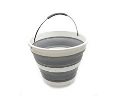 SAMMART Seau en Plastique Pliable – Bac à Eau Pliable – Seau à Eau Portable pour Poissons – Bouilloire dextérieur Peu encombrante – Diamètre 31 cm Gris