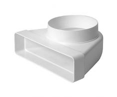 55 x 220 mm Ø 125 mm - Raccord rond à 90° - Canal plat - Tuyau de ventilation - Raccord de canalisation