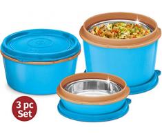 Boîte à déjeuner isotherme Milton – Boîte à bento – Contenants en acier inoxydable pour micro-ondes 3 récipients bleus