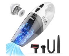 Aspirateur à main Homtiky sans Fil 9KPA 100W, Aspirateur Table cyclonique Sec&Liquide Portable Rechargeable 2600mAh, HEPA en Métal permanent, pour Ménage, Voiture
