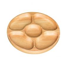 Fablcrew Plat de Service Apéritif en Bambou,Plateau Apéritif Compartiments Bambou, Plat Apéritif Compartiment,Plateau de Service pour Apéritif ou Assiette de Fruits