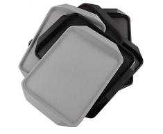 Vareone Grand Plateau Plateaux de Service Plastique Rectangulaire, Noir Gris Marron Couleur, 6 Paquets