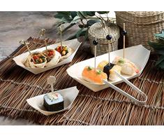 Cuillère - barque en bois naturel pour tapas et buffets dégustation X 50 unités