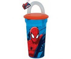 Gobelet + paille Spiderman Disney verre plastique enfant