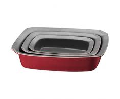 WMF Kaiser Inspiration Ã rÃ´ti et Plat Ã gratin Set, 3Â piÃ¨ces, CÃ©ramique AntiadhÃ©sif, rÃ©sistant Ã la Chaleur, au Micro-Ondes empilable, 31,5Â x 23,5Â x 7Â cm Rouge