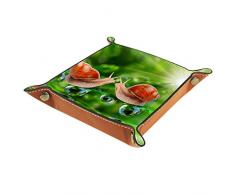 Couple descargots sur lherbe rosée Plateau en Cuir, Plateau de Rangement pour Monnaie, Clé, Portefeuille et Accessoire