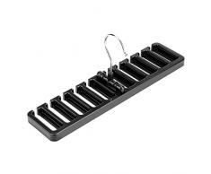 Porte-Cravate, Organisateur de Porte Ceinture avec 10 Fentes Rangement Cravate en Acier Inoxydable Support à Suspendre Crochet pour Ceintures Cravates Foulards.(Noir)