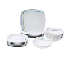 AmazonBasics Service de table 18 pièces - Lignes douces, pour 6 personnes