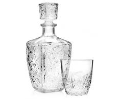 Bormioli Dedalo Lot de 6 verres à whisky de 260 ml et 1 carafe de 0,78 l, élégant service à whisky de haute qualité