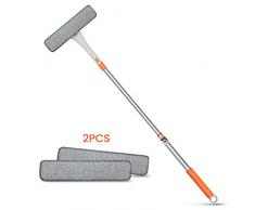 MATCC Raclette Vitre Kit de Nettoyage 2 en 1 avec Raclette à Vitre Professionnel Nettoyeur Vitre avec Manche Telescopique Récureur en Microfibre Outil pour Le Nettoyage Extérieur et Intérieur Voiture