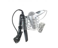 WENKO Sèche-cheveux et fer à lisser Milano - avec porte-câble, pour montage mural, Acier, 21 x 11.5 x 12 cm, Chromé