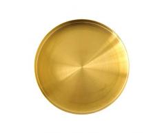 Plateau de Service Rond Doré en Acier Inoxydable Bijoux et Maquillage Organiseur/Bougie Assiette Plateau Décoratif (18cm)