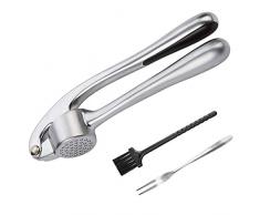 iNeibo Ustensiles de Cuisine - Presse Ail Manuel en Alliage de Zinc avec Une Fourchette et Une Brosse de Nettoyage