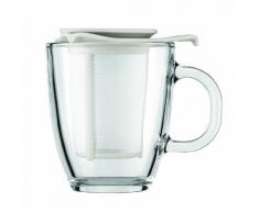 Bodum - K11239-913 - Yo-Yo - Set Mug Infuseur Individuel en Verre Trempé - Filtre Nylon 35 cl - Blanc