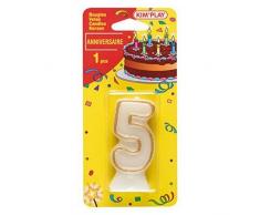 WDK Partner - COU605 - Décoration de gâteau - Bougie Chiffre 5