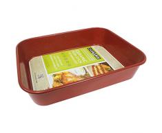 Plat à lasagnes et à rôtir - En céramique - Avec revêtement anti-adhésif - 33 x 25,4 x 7,6 cm - Rouge
