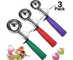 3 Pièces Cuillère à Crème Glacée Cuillère à Biscuits Cupcake avec Déclencheur Cuillère à Melon en Acier Inoxydable Cuillère à Biscuits Petite Moyenne Large, 1,58, 1,97, 2,48 Pouces