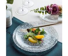ERCZYO Assiette en verre créatif rond vaisselle en verre transparent assiette en verre vaisselle nordique ERCZYO (Color : 7 inch, Size : Transparent)