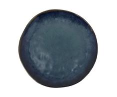 Réception - Lot de 4 Assiettes Plates Bleues en Faïence Calyope Ø 26 cm