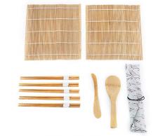 Divers Kit de fabrication de sushis en bambou 9pcs / ensemble comprend 2 tapis roulants 5 baguettes 1 palette pour sushi Prix de lame