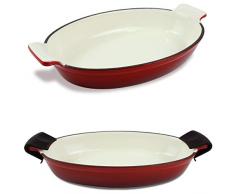 Plat à rôtir rectangulaire en fonte émaillée 1.5 L - Plat à lasagnes - Plat à rôtir profond - Pour la cuisson et la cuisson - Rouge