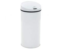 Festnight Poubelle à Capteur Poubelle Automatique avec Voyants Lumineux LED 52 L Blanc 32 x 71 cm