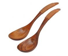 2 pcs Vintage Style Chinois fabriqué à la Main en Bois Cuillère à Soupe Vaisselle Vaisselle Couleur aléatoire