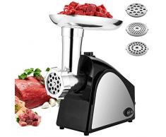 Hopekings Hachoir à Viande Électrique 400W, Hachoir Viandes Électrique avec 3 Plaques de Broyage, Tube de Remplissage de Saucisse, INOX