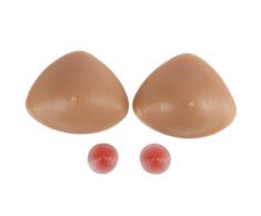 IVITA 1 Paire Poitrine en Silicone Faux Seins en Poitrine en Silicone pour Mastectomie Prothèse Crossdresser avec Couvercle De Mamelon (Bronzage, Tasse F, 850g / Paire, 18,5 * 15,5 * 4,1 cm)
