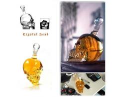 Amzdeal® Bouteille alcool 320ml Skull Head avec 6 Verres à Vin 75ml Forme de Crâne Carafe de Vodka /Whisky en verre cristal transparent