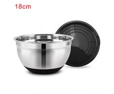 Bols mélangeurs avec couvercles en acier inoxydable Bol à mélanger Contient Bol avec couvercle hermétique en silicone antidérapant Pantalon et une base plate (diamètre 18/20/24 CM) free size 18cm