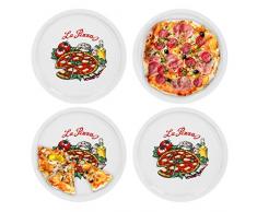 Lot de 4 verres napoli pizza grand modèle - 30,5 cm assiettes en porcelaine avec un joli motif pasta/pizza pour le großen hungerou une console.