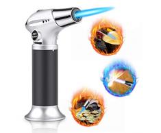 WOSTOO Torche de Cuisine, Chalumeau de Cuisine Professionnel Butane Torche culinaire Briquet Flamme Réglable avec Fermeture de Sécurité pour DIY, Creme, Brûlée, Barbecue, Cuisson, Brasage, Camping