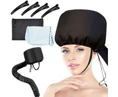 DECARETA Casque pour Séchage Cheveux avec Serviette et 4 pcs Pince Capot de Sèche-Cheveux Casque Sèche Cheveux pour Accessoire Salon de Coiffure(pour un Diamètre de Sèche-Cheveux de 3.5 à 4.5 cm)