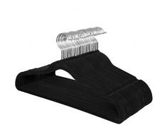 SONGMICS Lot de 30 Cintres en Velours, Longueur 42 cm, Fins et résistants, Grande capacité de Charge, avec Crochets pivotants à 360°, pour Manteaux, Chemises, Noir CRF26BK
