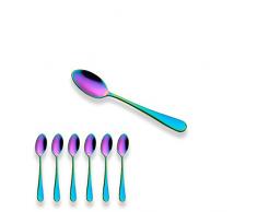 Berglander Acier inoxydable avec titane cuillère à café multicolore plaqué or coloré, cuillère à thé, cuillère à moka, lot de 6