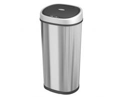 1home 50L Poubelle Ovale en INOX Chromé Ouverture Automatique avec capteur sans Contact