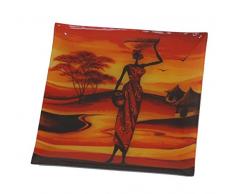 6 x Assiettes en verre (20cm) carrée thème Afrique