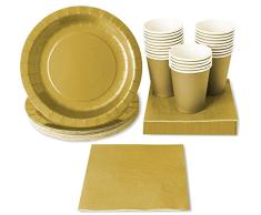 Accessoires de fête - Service de table pour 24 personnes, jetable, pour 24 invités avec assiettes en carton, serviettes et gobelets