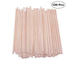 Tige en Bois (120 pièces) - (15cm x 6mm) Naturel Rondes Baguettes en Bois - Goujons en Bois pour Créatifs Artisanat Travail et Décorations - Bâtonnets dArtisanat pour Les projets pour Enfants