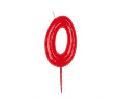 Dekora-345181 Bougie dAnniversaire Traditionnelle Numéro 0 345181, Rouge