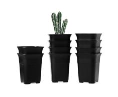 T4U 8CM 10pcs Pots de Fleur en Plastique Noir, Pot en Résine de Succulente et de Cactus Décoration de Maison Bureau Mariage
