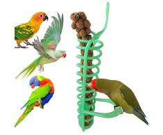 Catkoo Accessoires pour Oiseaux, Portable Hanging Spiral Feeder Birds Perroquet Pet Food Fruit Holder Escalade Play Toy - Vert