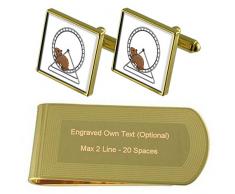 Sur une roue de hamster Gold-tone de manchette argent gravé Collier Cadeau