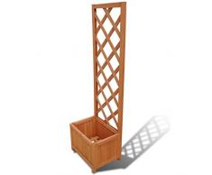 Nishore Mise à Jour Jardinière avec Treillis 40x30x135 cm Bois Bac à Fleurs avec Treillage Jardinière en Bois Massif avec Treillis pour Jardin Balcon NBois Massif