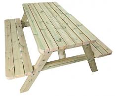 MG Timber Products Table de pique-nique en bois robuste de 5 m fabriquée avec des meubles épais en bois de séquoile suédois, traité sous pression pour résister aux intempéries pendant 15 ans