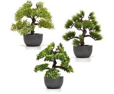 3x Bonsaï Artificiel en Pot 30cm Fleurs Artificielles Bonsai Plante Artificielle