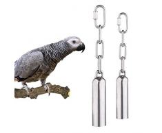HPiano Jouets de Cloche en Acier Inoxydable pour Les perroquets 2 pcs, Jouet de clochettes en Acier Inoxydable avec Un Son Doux pour Perroquet Macaw Africain Greys Cockatoo Perruche Cockatiels